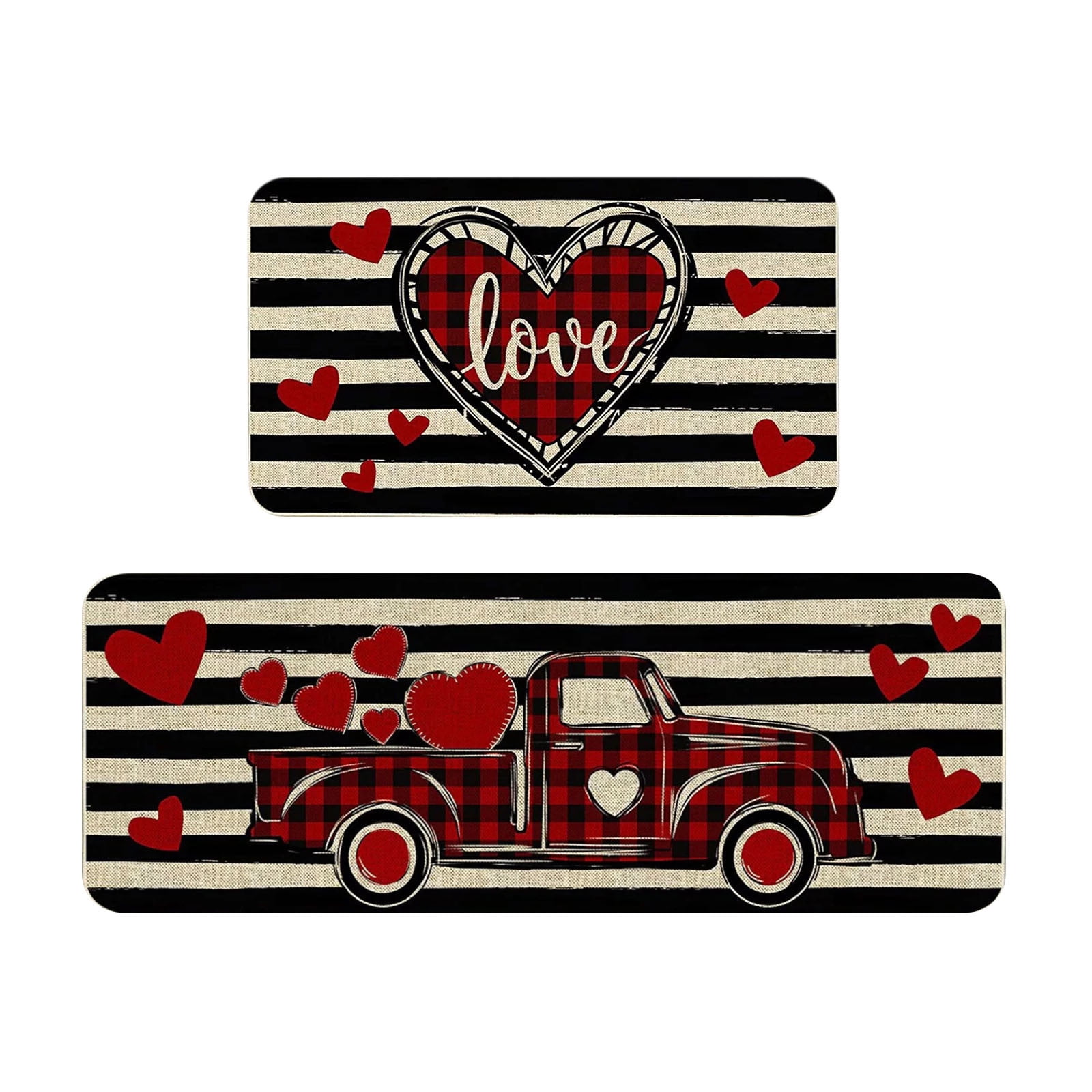 LSLJS Valentines Day Area Rug Kitchen Rugs Sets of 2, NonSlip Kitchen