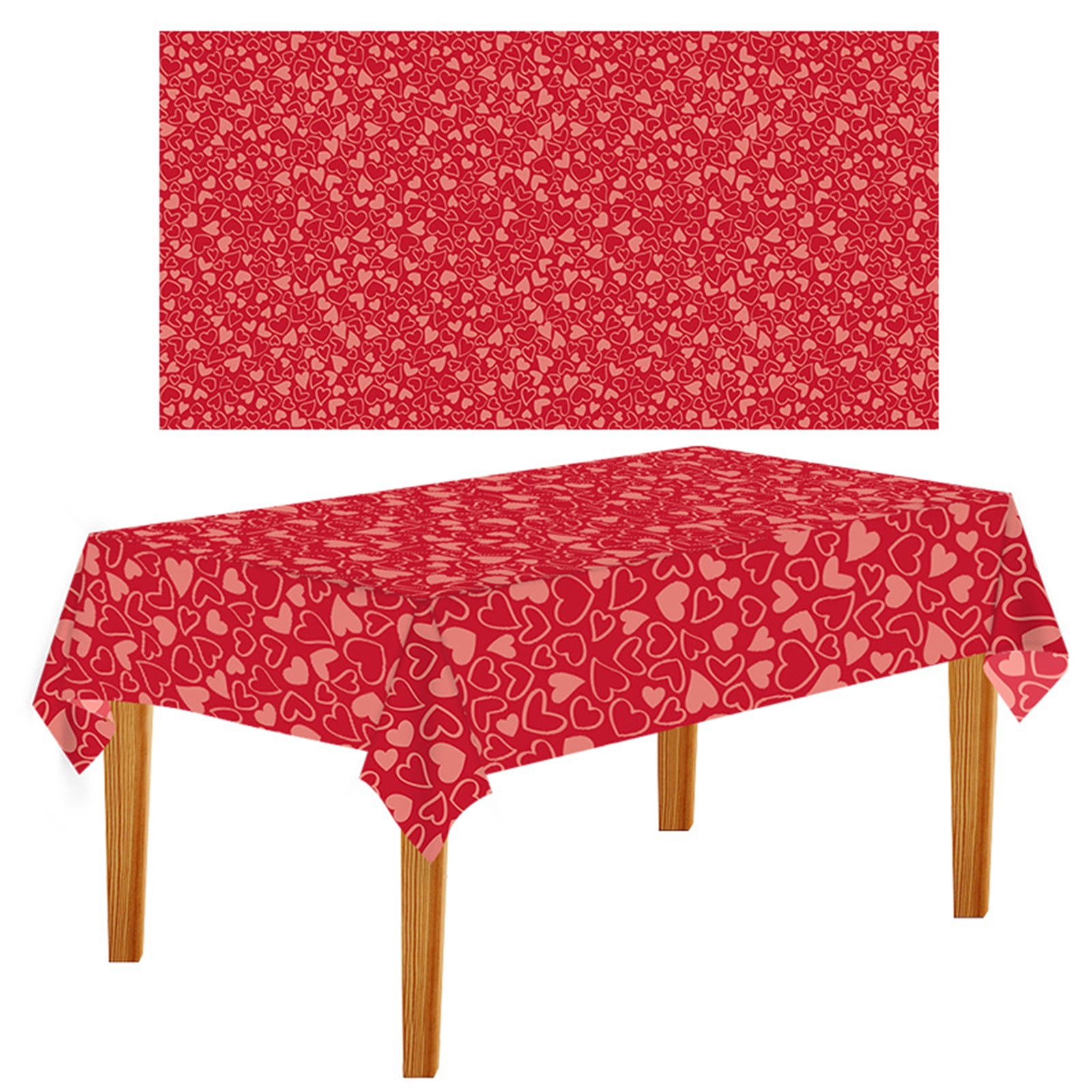 Fancy Land Plastic Valentines Disposable Tablecloths 54" X 108" - 3 Pack, Holiday Party Decorations
