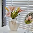 thumbnail image 1 of LSLJS Vase Non Fragile Flower Vase, Unbreakable Vase for Flowers, Ceramic Look Plastic Vase Living Room, Table Aesthetic for Shelf Coffee Dining Desk House Bookshelf Fireplace, White Vase, 1 of 6