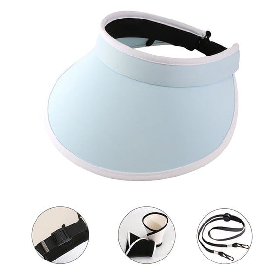 LSLJS Wide Brim Sun Visor Hat for Women, Foldable Summer UV Protection Beach Cap, Silk Cooling Fabric Solid Color Sun Hat with Adjustable Straps for Tennis Golf Sports