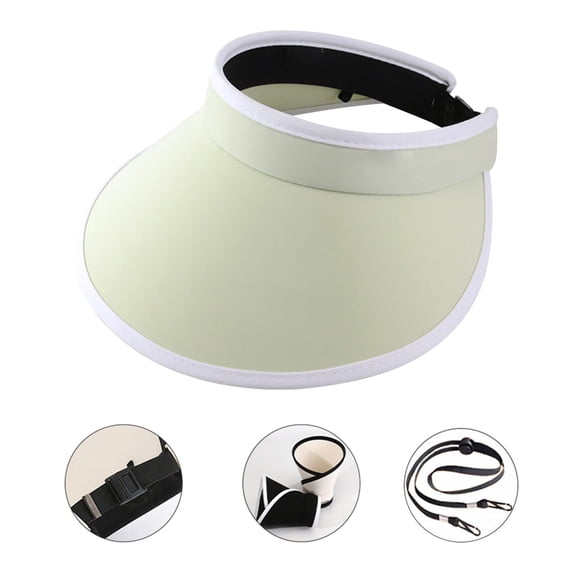 LSLJS Wide Brim Sun Visor Hat for Women, Foldable Summer UV Protection Beach Cap, Silk Cooling Fabric Solid Color Sun Hat with Adjustable Straps for Tennis Golf Sports