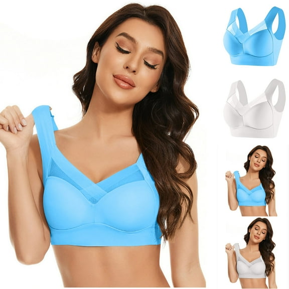 LSLJS Wireless Bras for Women Plus Size Underarm-smoothing Bras Comfy Breathable Solid Color No Underwire Lingerie, Gifts for Women