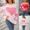 thumbnail image 1 of LSLJS Women's Sweaters Crewneck Long Sleeve Tops Casual Cozy Valentine's Day Heart Print Fall Fashion Blouses Sweaters, Gifts for Women, S-XL, 1 of 6