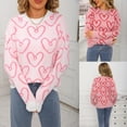 thumbnail image 1 of LSLJS Women's Sweaters Crewneck Long Sleeve Tops Casual Cozy Valentine's Day Heart Print Fall Fashion Blouses Sweaters, Gifts for Women, S-XL, 1 of 6