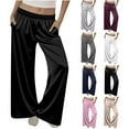 thumbnail image 1 of LSLJS Womens Pajama Pants Straight Leg Elastic Waisted Trousers Pants Loose Solid Color Casual Pants with Pockets, S-2XL, 1 of 6