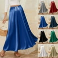 thumbnail image 1 of LSLJS Womens Satin Skirt Drawstring Elastic Waist Maxi Skirts Flowy Fashion Solid Color Long Skirt, S-2XL, 1 of 5
