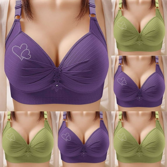 LSLJS Womens Wireless Bras Plus Size Push up Bras Comfy Soft Solid Color Valentine's Day Heart Printed No Underwire Lingerie, Gifts for Women