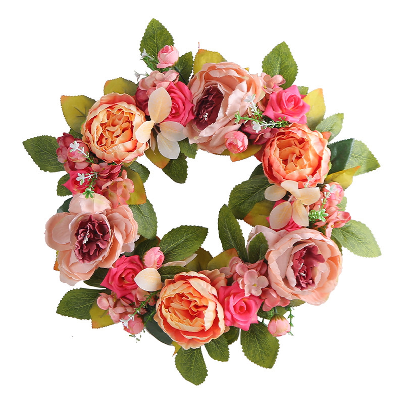LSLJS Wreaths for Front Door,Floral Wreath with Pink Peonies,Eucalyptus