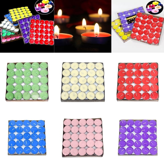 LSLXA 50PCS Citronella Scented Tea Light Candles Multi Color Long Lasting Small Tealight Home Table Decor & Oil Warmer