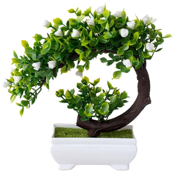 LSLXA Artificial Bonsai Tree Potted Plant Simulation Grass Plastic Fake Plant for Desk Tabletop Living Room Bedroom Decor