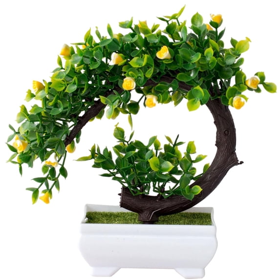 LSLXA Artificial Bonsai Tree Potted Plant Simulation Grass Plastic Fake Plant for Desk Tabletop Living Room Bedroom Decor