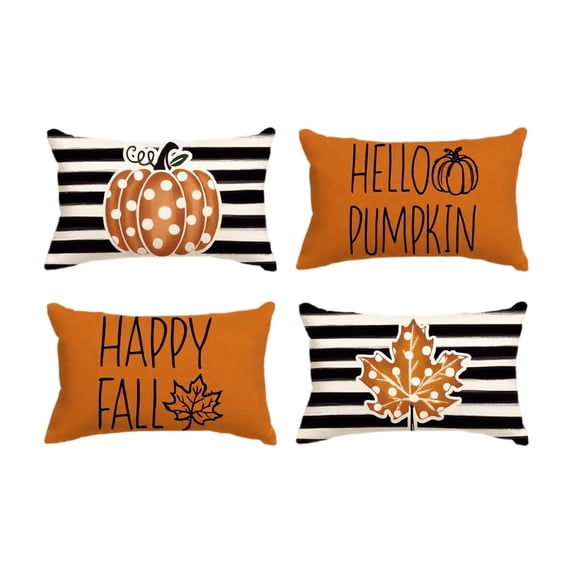 LSLXA Fall Decorative Throw Pillow Covers 12X20 Inch Set Of 4 Pillowcover Pumpkin Thanksfarmhouse Pillow Covers For Home Sofa Couch