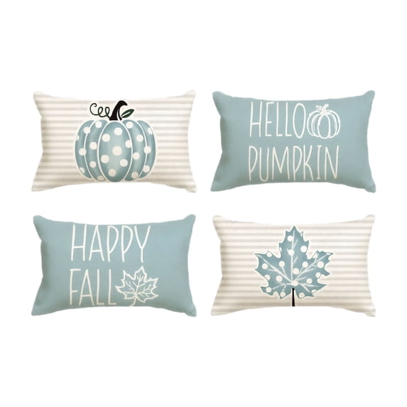 LSLXA Fall Decorative Throw Pillow Covers 12X20 Inch Set Of 4 Pillowcover Pumpkin Thanksfarmhouse Pillow Covers For Home Sofa Couch