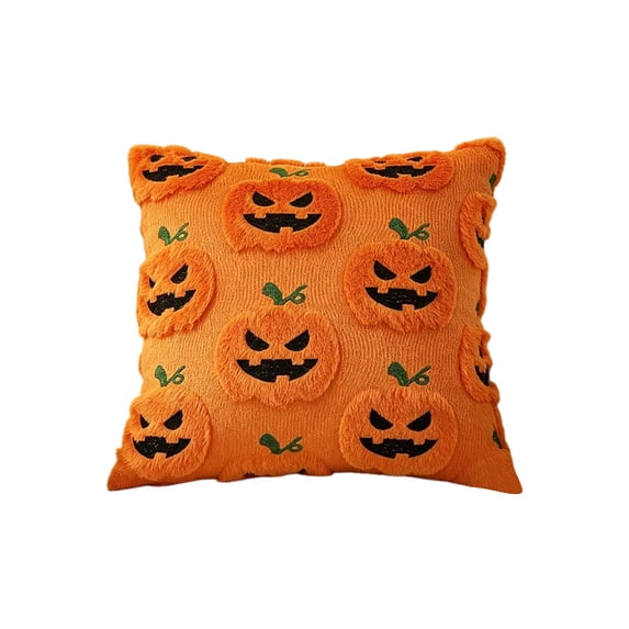 LSLXA Fall Halloween Throw Pillow Covers Decorative Pumpkin Pattern Pillow Cover Soft Plush Faux Wool Cushions For Home Sofa Couch