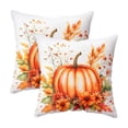 thumbnail image 1 of LSLXA Fall Pillow Covers 18X18 Pillow Covers Set Of 2 Pumpkin Fallen Leaves Pillowcase Orange Pumpkin And Fallen Leaf Design For Farmhouse Living Room Porch Thanksgiving Decor, 1 of 5
