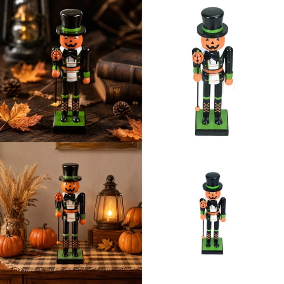 LSLXA Halloween Nutcracker Pumpkin Nutcracker Handpainted Collectible Nutcrackers Figures For FallTiered Tray Buffet Cabin Holiday Tabletop Display Ornaments
