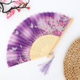 thumbnail image 1 of LSLXA Handheld Floral Folding Fans Handheld Fans Silk Folding with Frames for Dancing Cosplay Wedding Party Props Decoration, 1 of 6