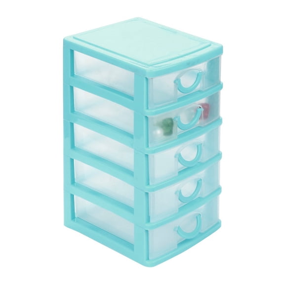LSLXA Plastic Cosmetics Storage Cases With 5 Drawer Adjustable Tier Clear Desktop Storage Box For Jewelry Pill Key Small Craft Organizer Sky Blue XL