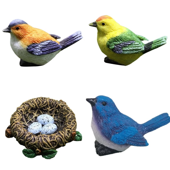 LSLXA Resin Bird Figurine Garden OrnamentMini Bird Figures Animal Model Toys Sculpture for Garden Decoration Plant Flower Pots Ornaments