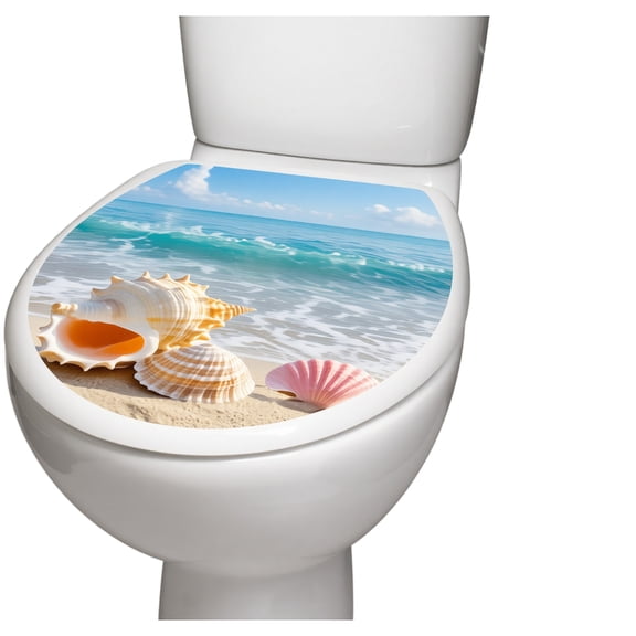 LSLXA Toilet Stickers Beach Seashell Ocean Pattern PVC Bathroom Decor Decal Self Adhesive Removable Bathroom Decor Stickers