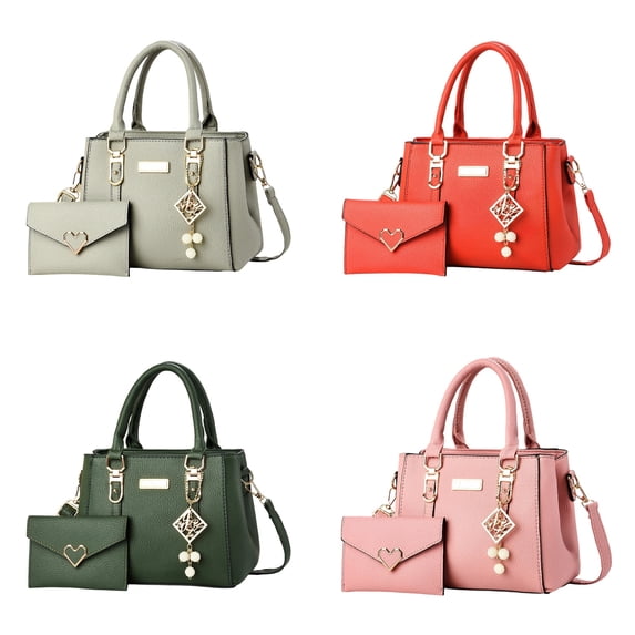 LSLXA Women Purses And Handbags Ladies Shoulder Bag Top Handle Satchel Tote Work Bag With Matching Clutch Black