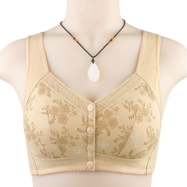 LSOLMD Bras for Women Front Closure Plus Size No Wire Bra for Senior Convenient Light Shaping Daisy Bras for Older Women