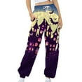 LSOLMD Women Pajama Bottoms, Cartoon Halloween Candy Sleeping Long Pant