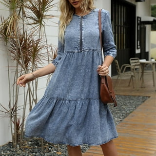 Ruffle Hem Denim Dress Ruffle Hem Denim Dress