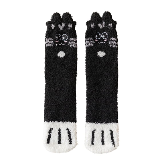 LSONABXA 2026 Socks for Women Under $5 Fuzzy Cat Socks Fluffy Cozy Winter Sleeping Socks for Women Girls Lady Short Socks