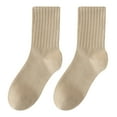 thumbnail image 1 of LSONABXA 2026 Stockings for Women Under $5 Women Solid Color Mid Tube Socks Autumn Winter Pure Cotton Pile Polyester Long Socks, 1 of 2