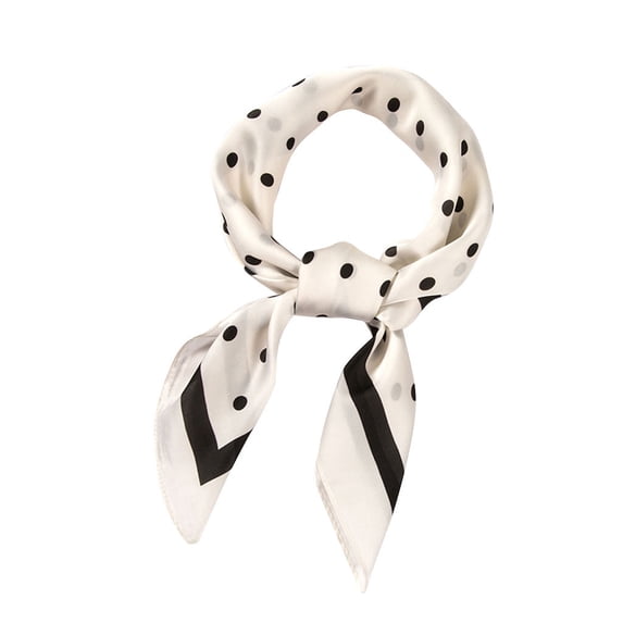 LSONABXA Beige Silk Scarves for Women Under $5 Women Polka Dot Scarf Ribbon Kerchief Neck Scarf 70x70cm Polyester Scarf