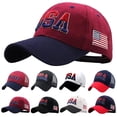 thumbnail image 1 of LSONABXA Beige Visors for Women Neutral America Flag Embroidery Grid Baseball Caps Adjustable Hat Visors Polyester Duck Tongue Cap for Women, 1 of 4