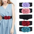 thumbnail image 1 of LSONABXA Black Belt for Women Women Stretchy Belt For Dresses Elastic Wide Waist Belt Polyester Belt for Women, 1 of 3