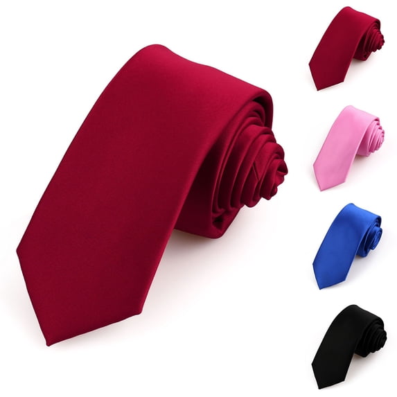 Summer Sales LSONABXA Saving $5 Black Tie for Women Solid Tie Slim Size 2.5" Adult Necktie Satin Tie for Women
