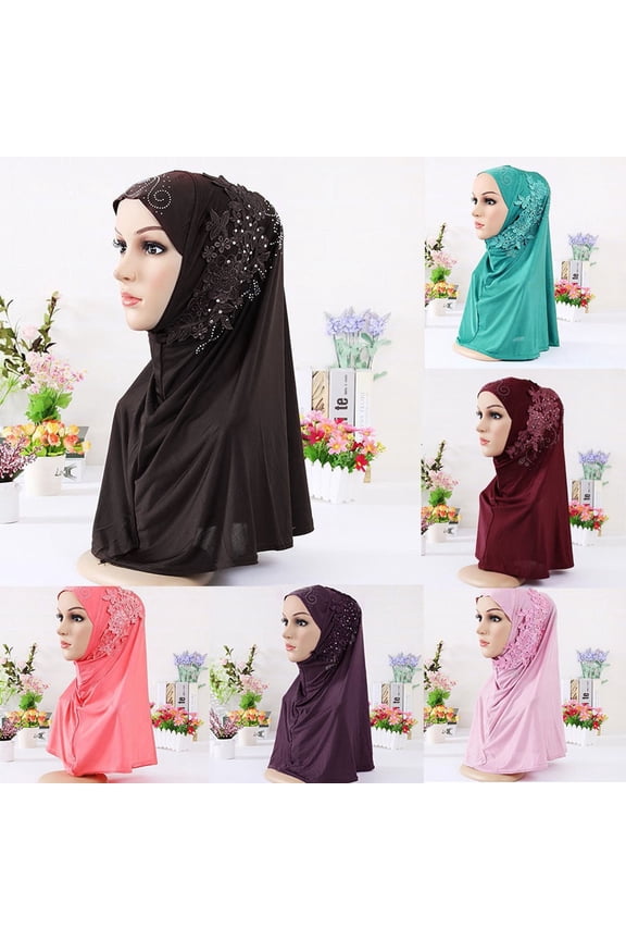 Blue Baseball Caps for Women Scarf On Loop Headscarf Convenient Shawl Crepe Over Pull Double Baseball Caps Muslim Hat for Women
