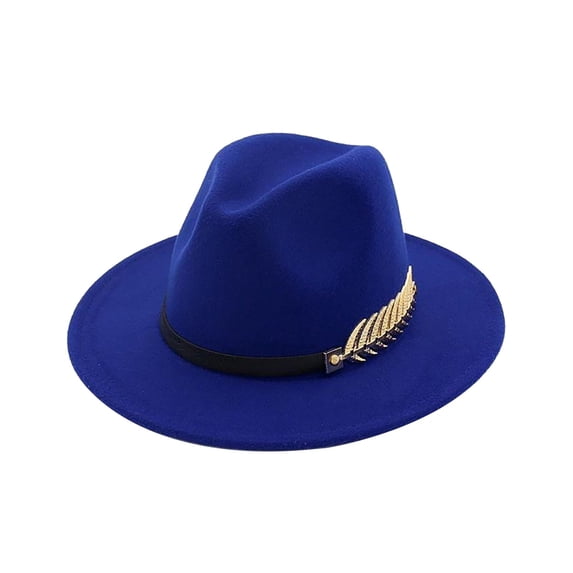 LSONABXA Blue Cowboy for Women Under $10 Women's Wide Brim Fedora Panama Hat with Metal Belt Buckle Colored Polyester Hat