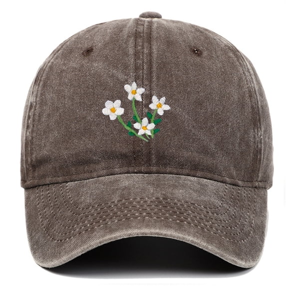 LSONABXA Coffee Baseball Caps for Men Women Under $5 Hand Embroidered Flower Design Baseball Cap UniFashion Cotton Hat Muslim Hat