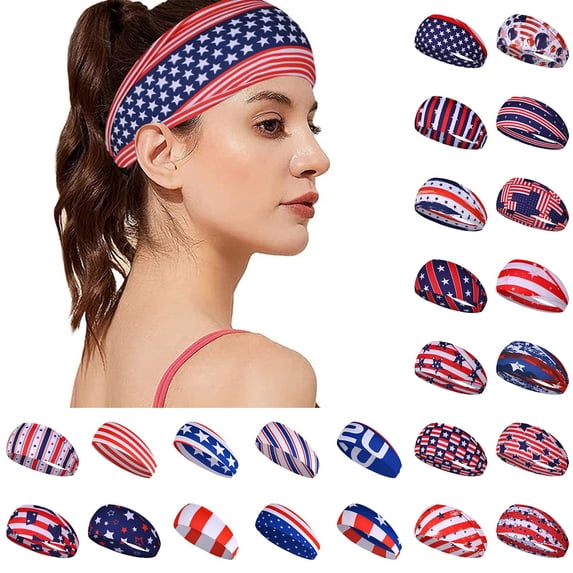 LSONABXA Dark blue Heardband for Women 4th Of July Sports Elastic Wide Headband Wicking Patriotic Fashion Hairband For Women Women Headscarf for Women