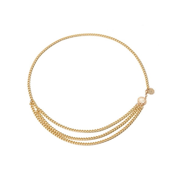 LSONABXA Gold Belt for Women Under $5 Vintage Women Waistband Metal Chain Belt Wide Gold Tassel Band Polyester Belt
