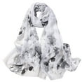thumbnail image 1 of Summer Sales LSONABXA Saving $5 Grey Scarf for Women Under $5 Women Flower Print Long Soft Wrap Scarf Simulation Silk Shawl Scarves Polyester Scarf, 1 of 1