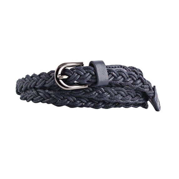 LSONABXA Navy Belt for Women Under $5 Classic Vintage Wax Rope Braided Belt Women's Pin Buckle Dress Pants Belt Polyester Belt