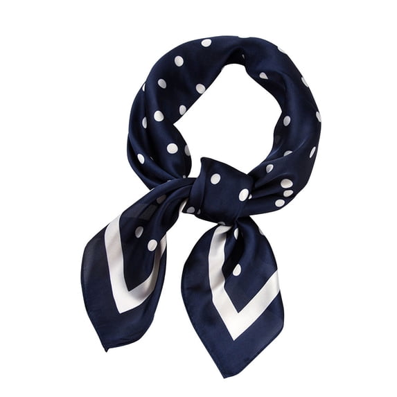 LSONABXA Navy Silk Scarves for Women Under $5 Women Polka Dot Scarf Ribbon Kerchief Neck Scarf 70x70cm Polyester Scarf