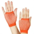 thumbnail image 1 of LSONABXA Orange Gloves Mittens for Men Women Under $5 Mesh Short Party Gloves Punk Half Finger Mesh Stretch Diamond Gloves Warm Hand Socks, 1 of 3