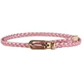 thumbnail image 1 of LSONABXA Pink Belt for Women Under $5 Women Braided PU Leather Narrow Waist Belt Thin Buckle Strap All Waistband Polyester Belt, 1 of 3