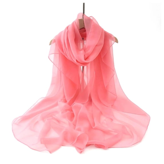 LSONABXA Pink Silk Scarves for Women Under $5 Lady Scarf Soft Lightweight Thin Women Summer Neck Wrap for Vacation Polyester Scarf