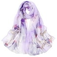 thumbnail image 1 of LSONABXA Purple Silk Scarves for Women Under $5 Lightweight Print Floral Pattern Scarf for Women Fashion Sunscreen Shawl Wrap for Spring Polyester Scarf, 1 of 3