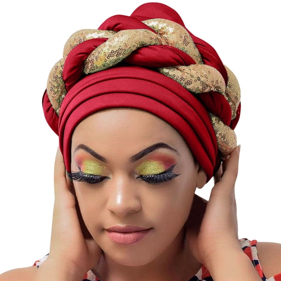LSONABXA Red Bucket Hats for Women Under $10 Fashion Women Beading Braid Hat Muslim Ruffle Beanie Wrap Sleep Cap Satin Lined Polyester Fisherman's Hat