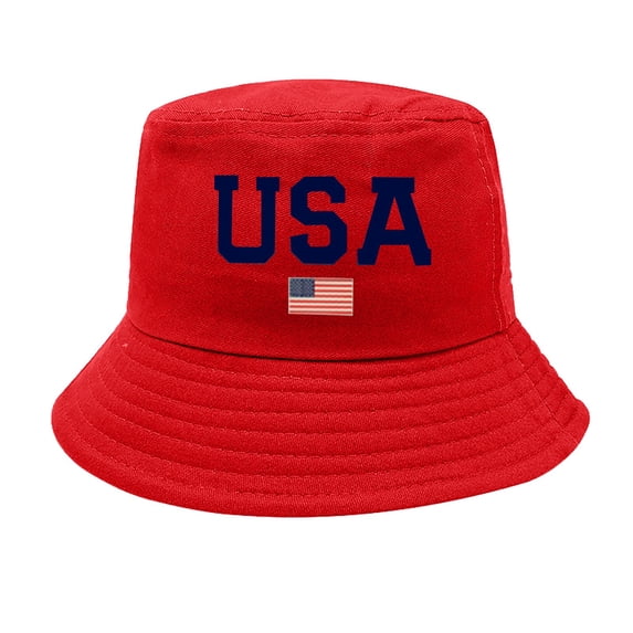 Summer Sales LSONABXA Saving $5 Red Bucket Hats for Women Men Under $5 Independence Day American Honors Bucket Hat UniFashion Fishing Sun Hat Black Polyester Fisherman Hat
