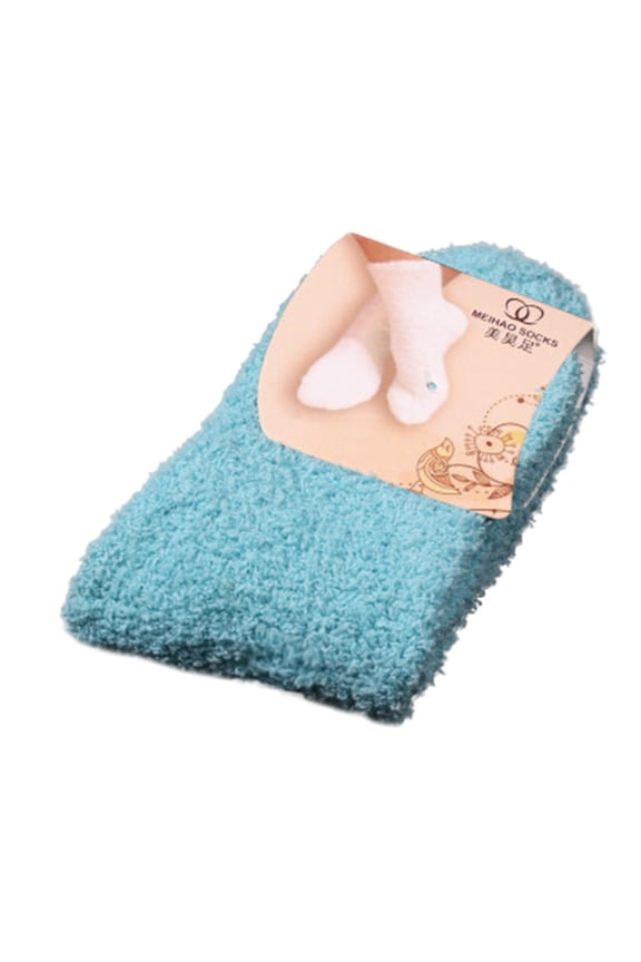 Sky Blue Socks for Women Under $5 Home Women Soft Bed Floor Socks Fluffy Warm Winter Pure Color Lady Short Socks