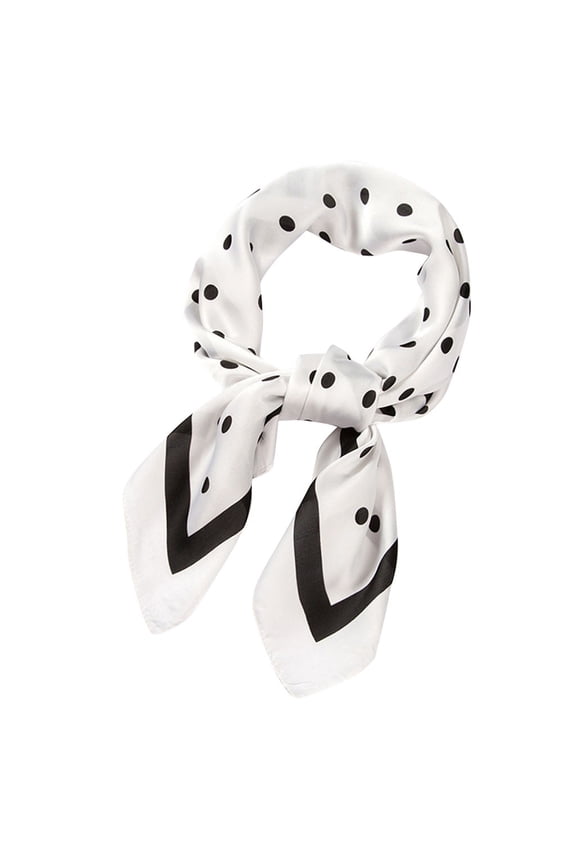 White Silk Scarves for Women Under $5 Women Polka Dot Scarf Ribbon Kerchief Neck Scarf 70x70cm Polyester Scarf